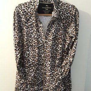 Tommy Bahama Cats Meow  leopard print zip jacket